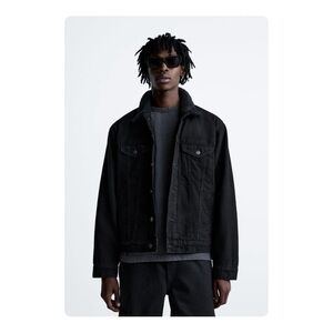 ★ Zara Denim Jacket with Faux Shearling - Black ★